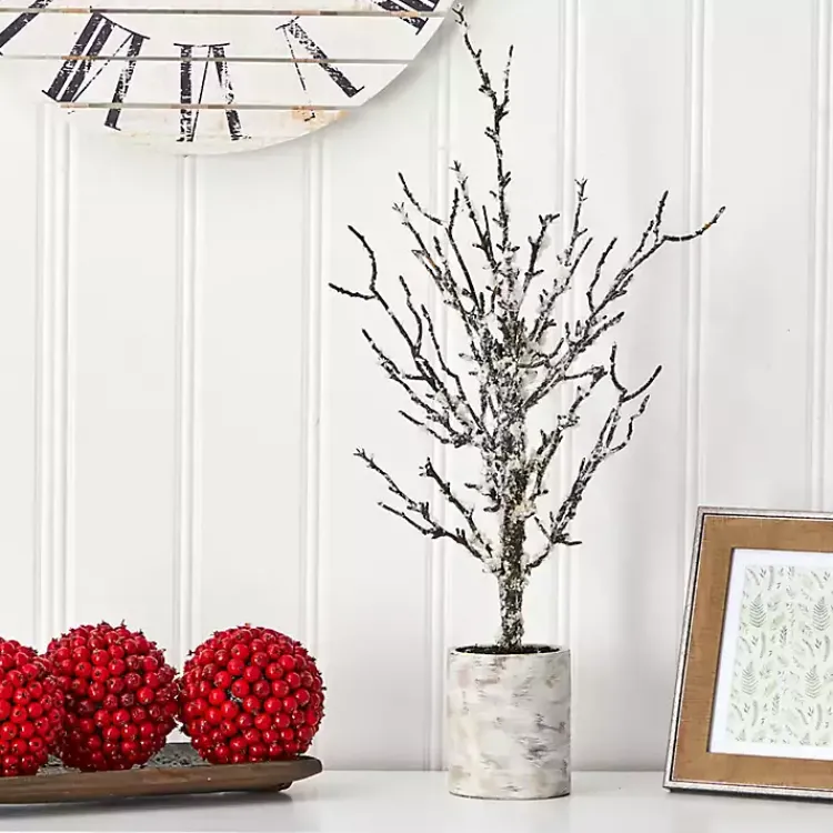 Sale Snowy Twig Tree in Birch Trunk Planter, 24 in. Trees & Topiaries