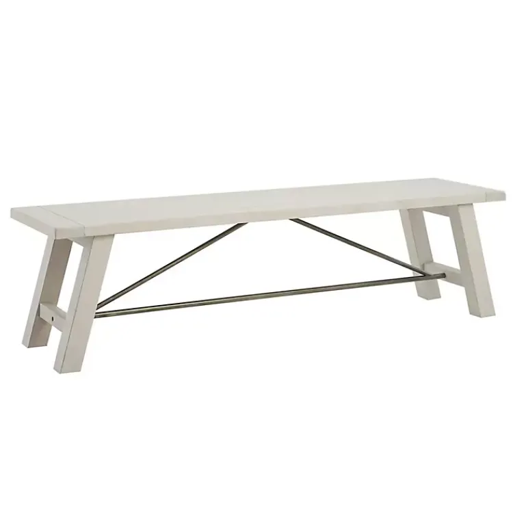 Kirklands Home Dining Chairs|Sofia Wooden Dining Bench with Metal Bars White