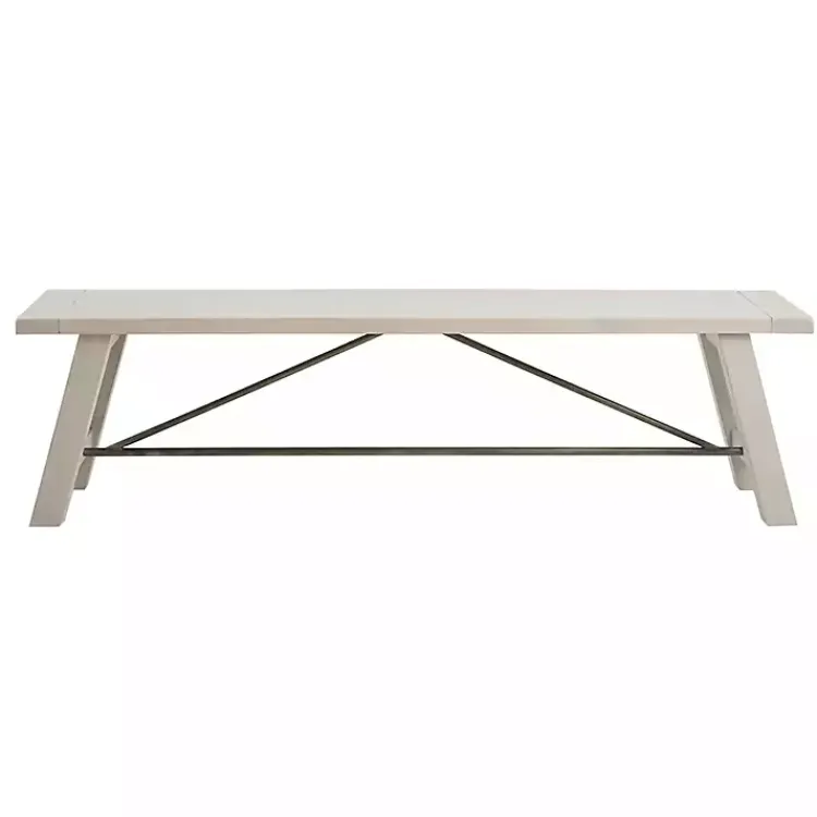 Kirklands Home Dining Chairs|Sofia Wooden Dining Bench with Metal Bars White