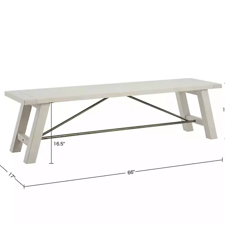 Kirklands Home Dining Chairs|Sofia Wooden Dining Bench with Metal Bars White