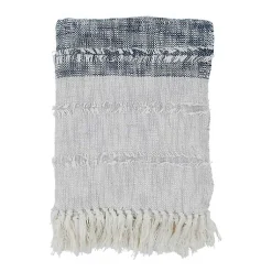 Hot Soft Blue Textured Striped Tassel Throw Blankets & Throws