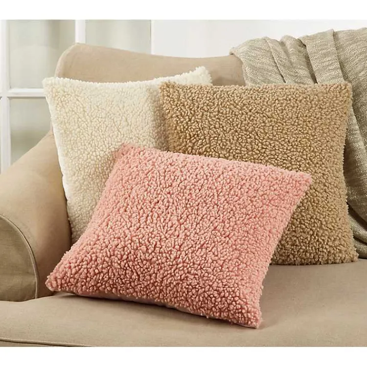Soft Fuzzy Faux Wool Textured Throw Pillow Pillows