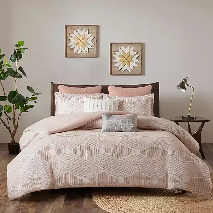 Kirklands Home Comforters|Soft Pink Tufted King 3-pc. Comforter Set