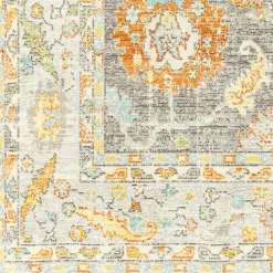 Kirklands Home Area Rugs|Soft Yellow and Gray Floral Area Rug, 8x12