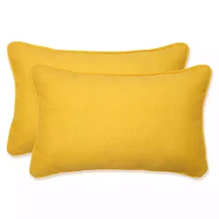 Kirklands Home Outdoor Cushions & Pillows|Solid Outdoor Lumbar Pillows, Set of 2 Yellow
