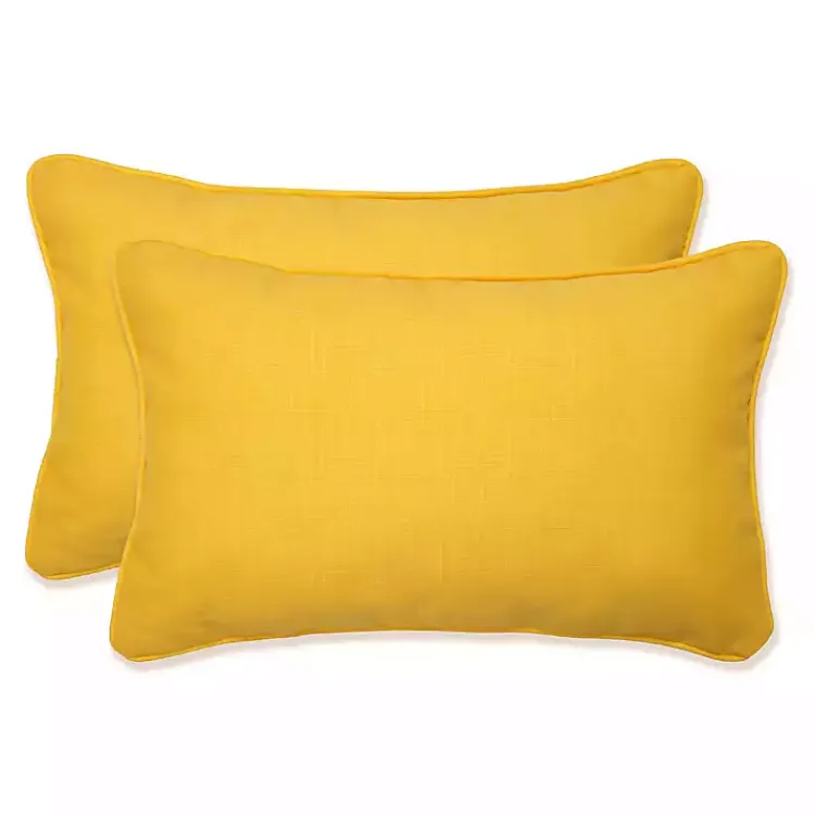Kirklands Home Outdoor Cushions & Pillows|Solid Outdoor Lumbar Pillows, Set of 2 Yellow