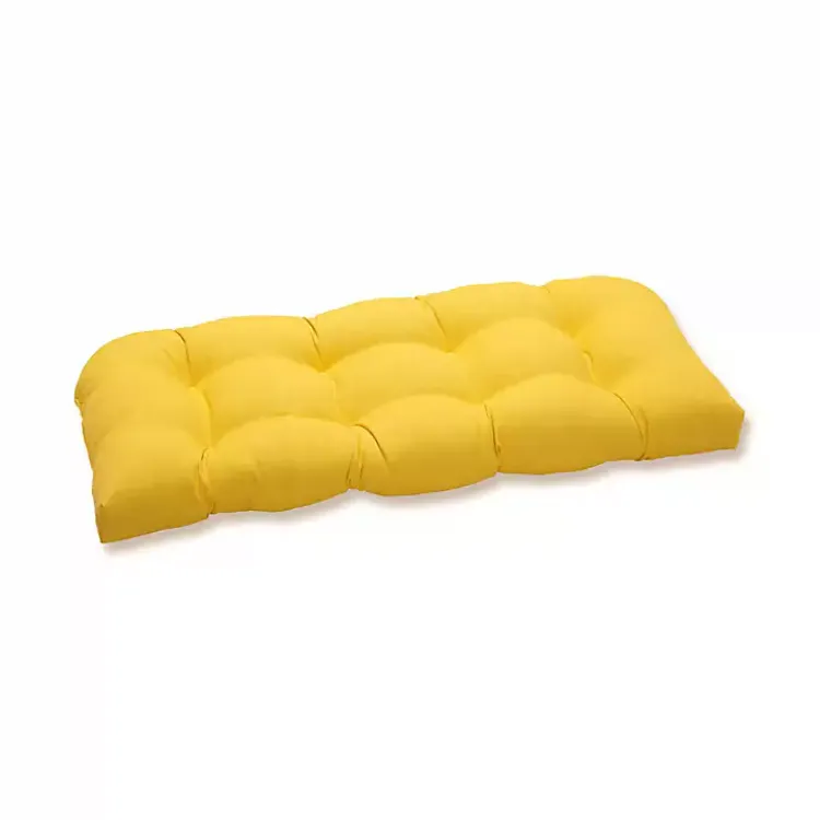 Kirklands Home Outdoor Cushions & Pillows|Solid Tufted Outdoor Settee Cushion Yellow