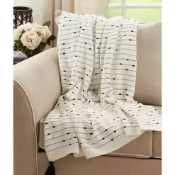 Sale Soot Black Textured Striped Tassel Throw Blankets & Throws