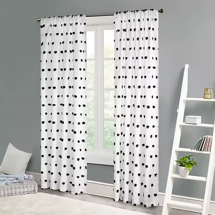 Kirklands Home Curtains & Drapes|Sophie Black Pom Pom Curtain Panel, 63 in.