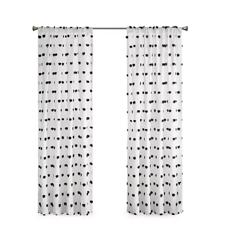 Kirklands Home Curtains & Drapes|Sophie Black Pom Pom Curtain Panel, 63 in.