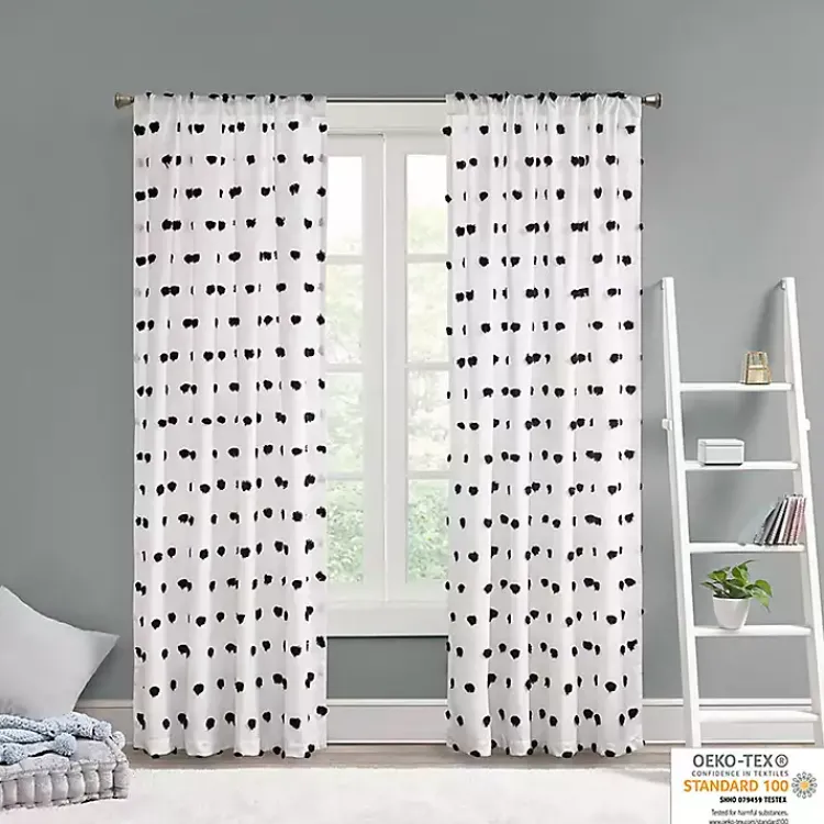 Kirklands Home Curtains & Drapes|Sophie Black Pom Pom Curtain Panel, 63 in.