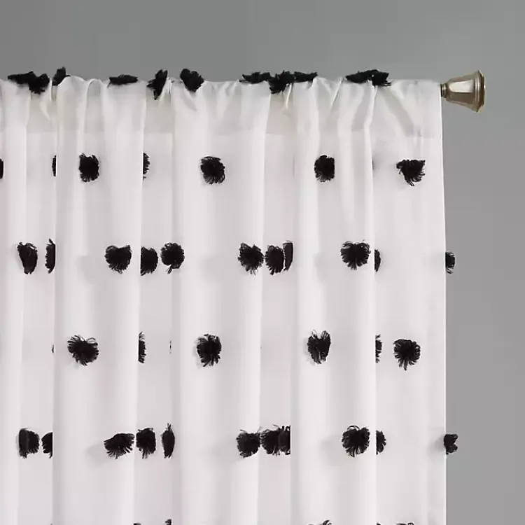 Kirklands Home Curtains & Drapes|Sophie Black Pom Pom Curtain Panel, 63 in.