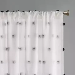 Kirklands Home Curtains & Drapes|Sophie Black Pom Pom Curtain Panel, 63 in.