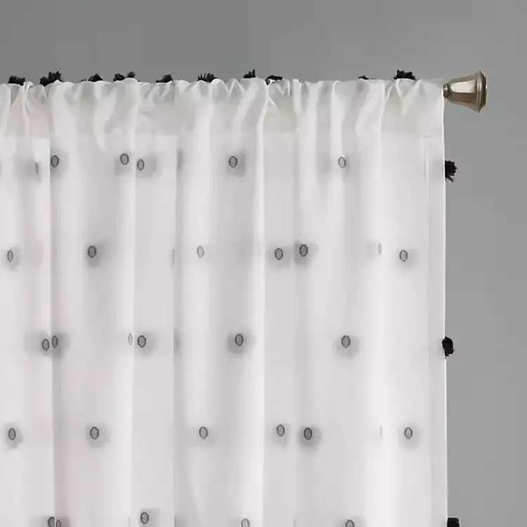 Kirklands Home Curtains & Drapes|Sophie Black Pom Pom Curtain Panel, 63 in.