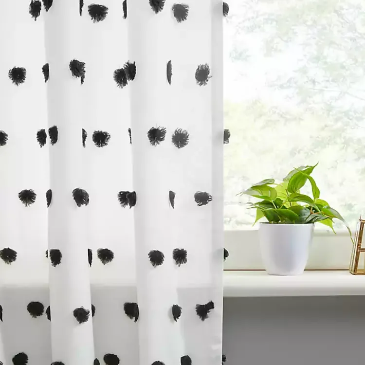 Kirklands Home Curtains & Drapes|Sophie Black Pom Pom Curtain Panel, 63 in.