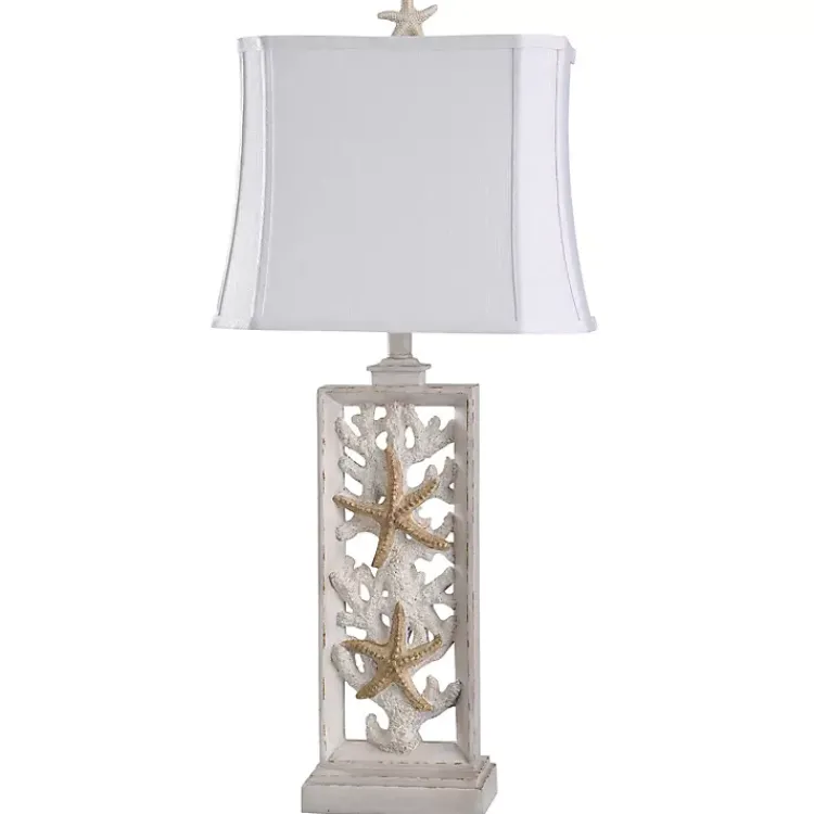 Kirklands Home Table Lamps|South Haven Stacked Starfish Table Lamp White