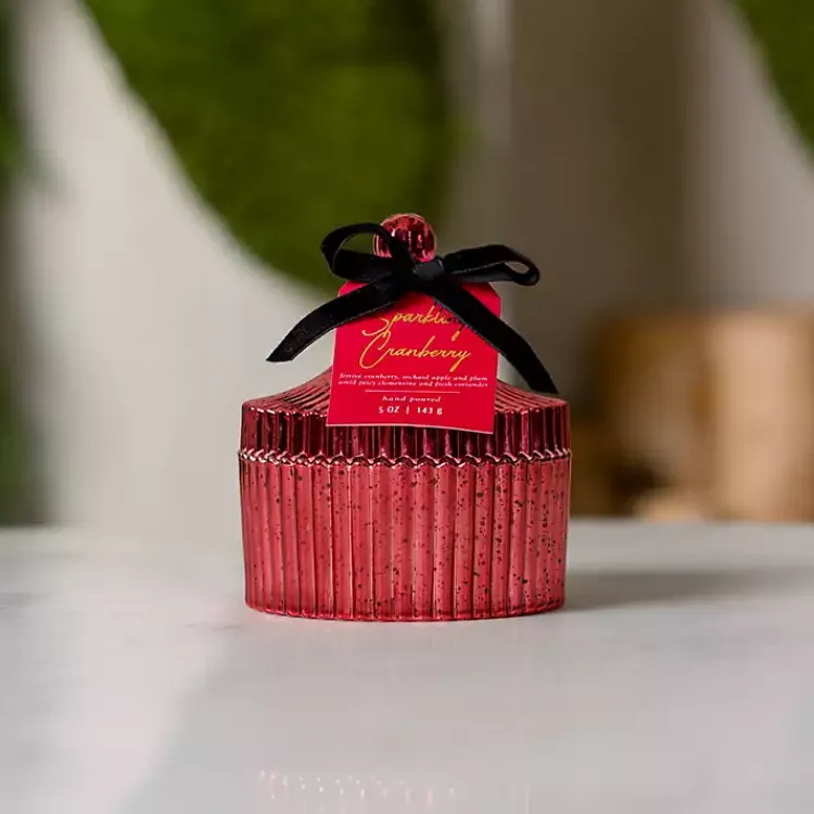 Discount Sparkling Cranberry Mercury Glass Jar Candle Candles