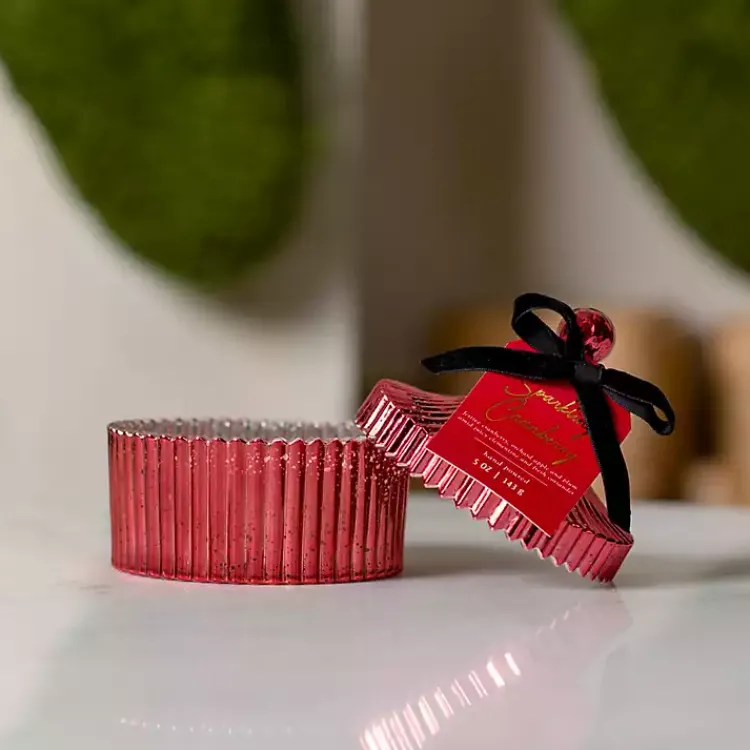 Discount Sparkling Cranberry Mercury Glass Jar Candle Candles