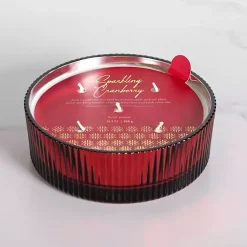 Clearance Sparkling Cranberry Ribbed Dish Jar Candle Candles