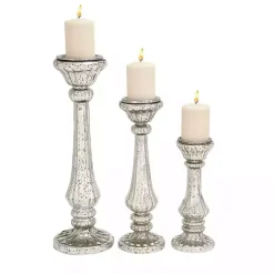 Sale Speckled Mercury Glass Pillar Holders, Set of 3 Candle Holders