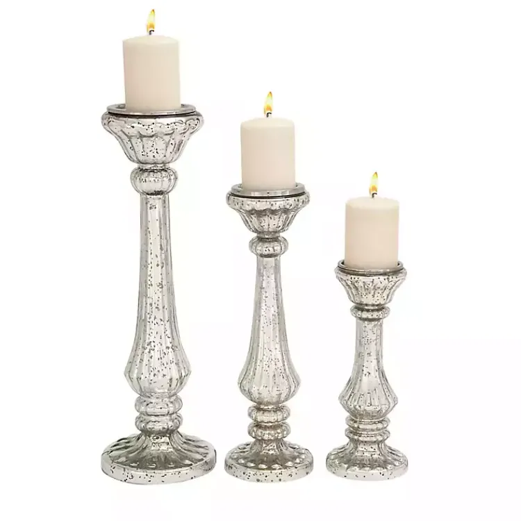 Sale Speckled Mercury Glass Pillar Holders, Set of 3 Candle Holders