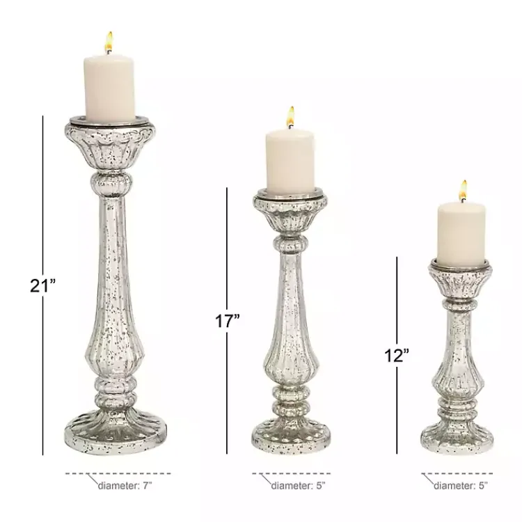 Sale Speckled Mercury Glass Pillar Holders, Set of 3 Candle Holders