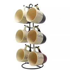 Kirklands Home Glassware & Drinkware|Speckled 6-pc. Coffee Mugs with Stand