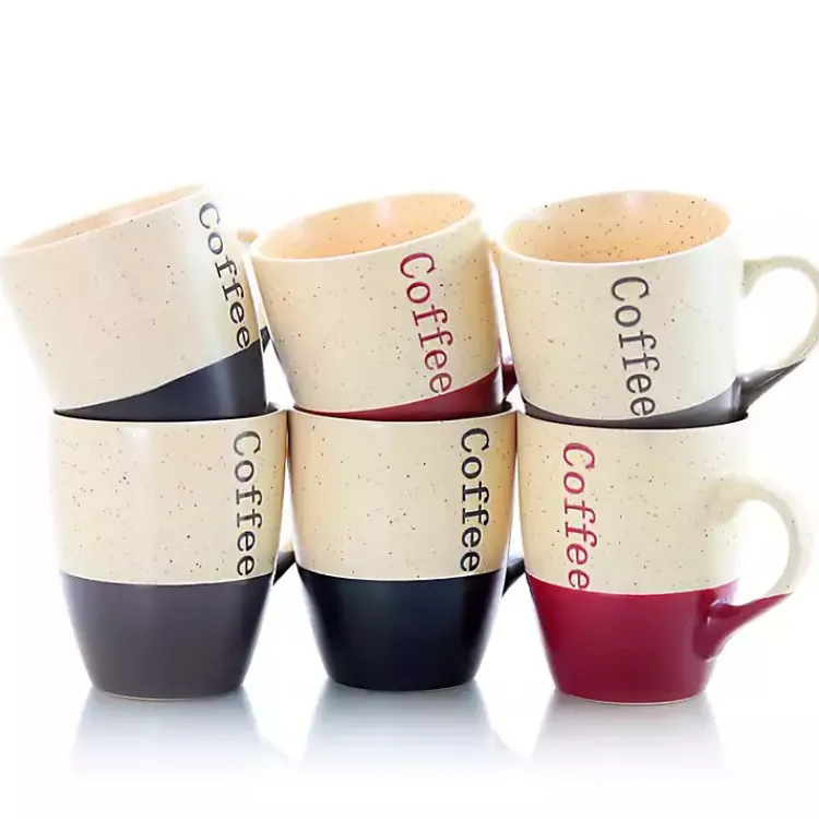 Kirklands Home Glassware & Drinkware|Speckled 6-pc. Coffee Mugs with Stand