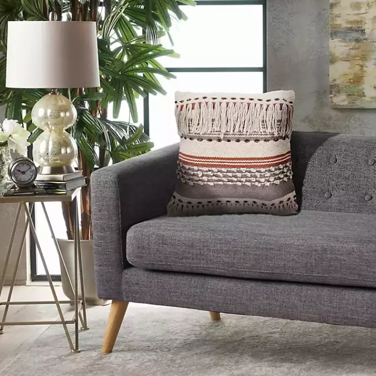 Outlet Spice and Natural Chic Fringe Pillow Pillows