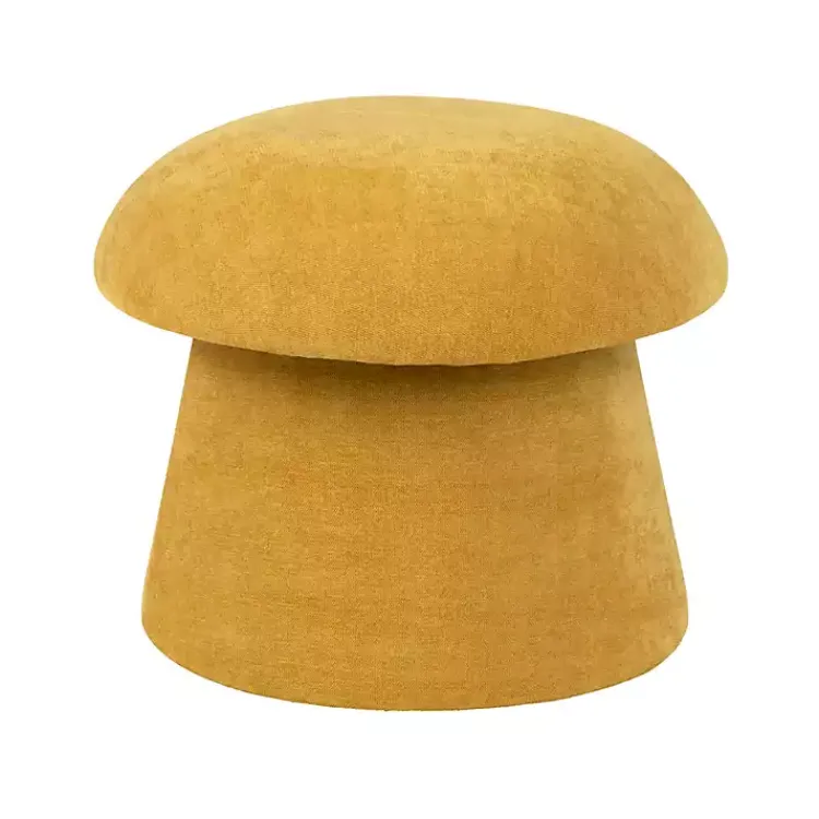 Kirklands Home Benches & Ottomans|Spice Chenille Mushroom Storage Ottoman Yellow