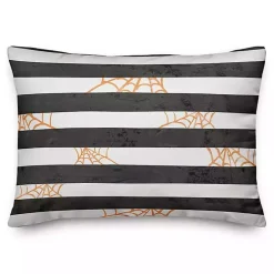 Spiderwebs and Stripes Pattern Throw Pillow Halloween