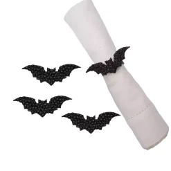 Spooky Bat Stone Napkin Rings, Set of 4 Halloween