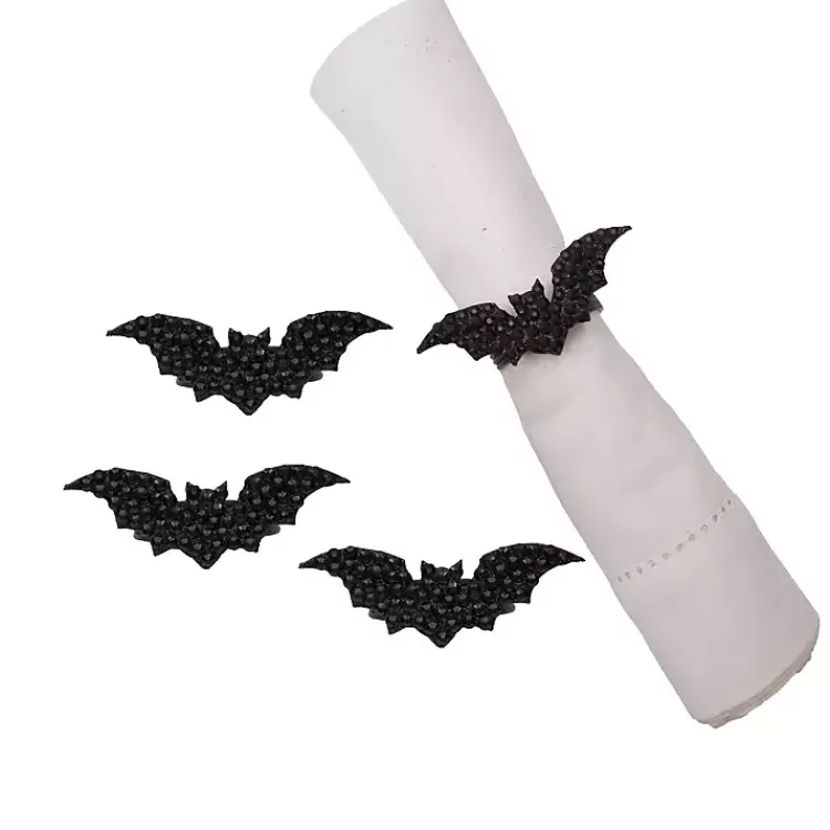 Spooky Bat Stone Napkin Rings, Set of 4 Halloween