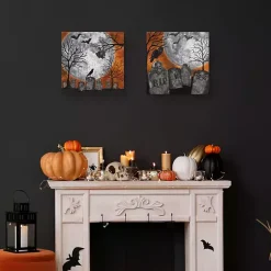 Clearance Spooky Graveyard Canvas Art Prints, Set of 2 Halloween