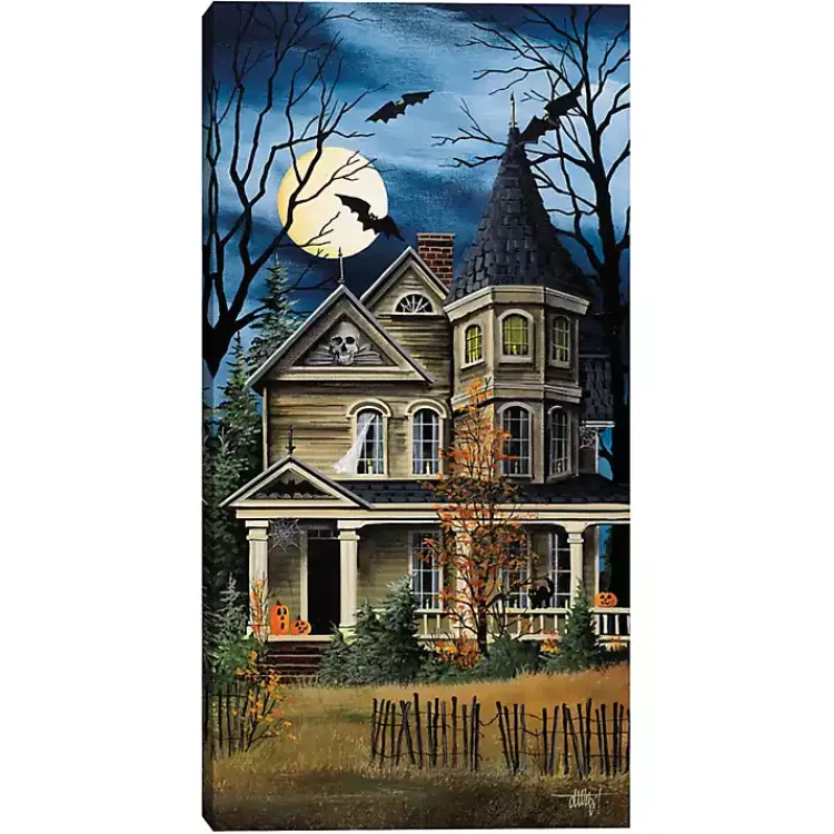 Sale Spooky Haunted House Canvas Art Print Halloween