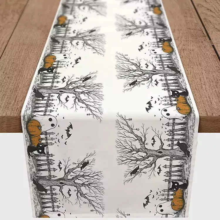 Sale Spooky Tree Border Halloween Table Runner, 72 in. Halloween
