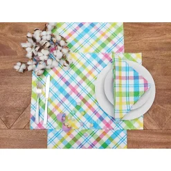 Hot Spring Blossom Plaid Placemats, Set of 6 Easter Decorations