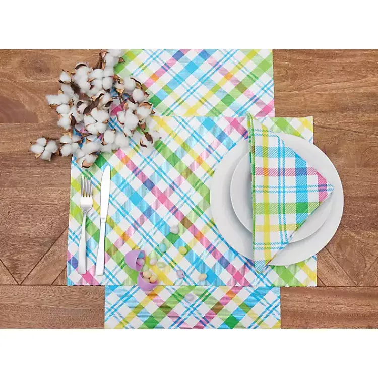 Hot Spring Blossom Plaid Placemats, Set of 6 Easter Decorations