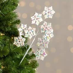 Clearance Sprinkled Snowflakes Christmas Pick Christmas Tree Decorations