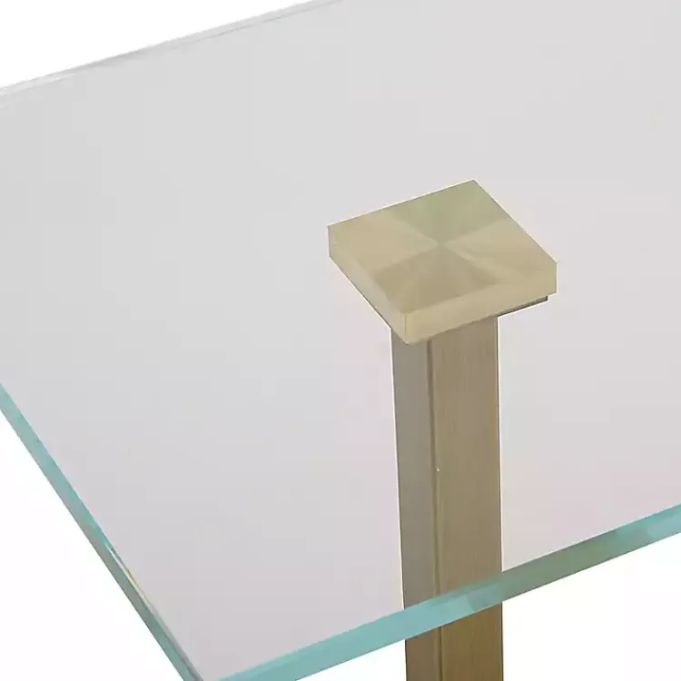 Kirklands Home Accent & End Tables|Square Glass and Marble Accent Table White