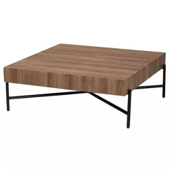 Kirklands Home Coffee Tables|Square Light Wood X Base Coffee Table Brown