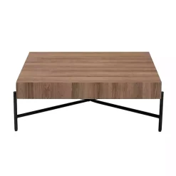 Kirklands Home Coffee Tables|Square Light Wood X Base Coffee Table Brown
