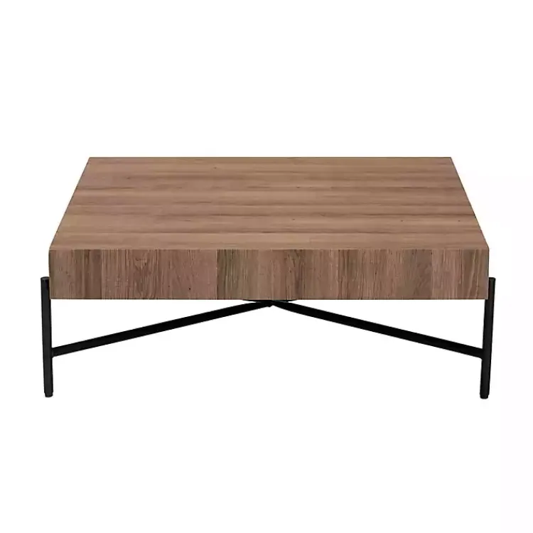 Kirklands Home Coffee Tables|Square Light Wood X Base Coffee Table Brown