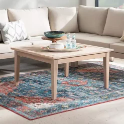 Kirklands Home Outdoor Tables|Square Natural Wood Slatted Outdoor Coffee Table Tan