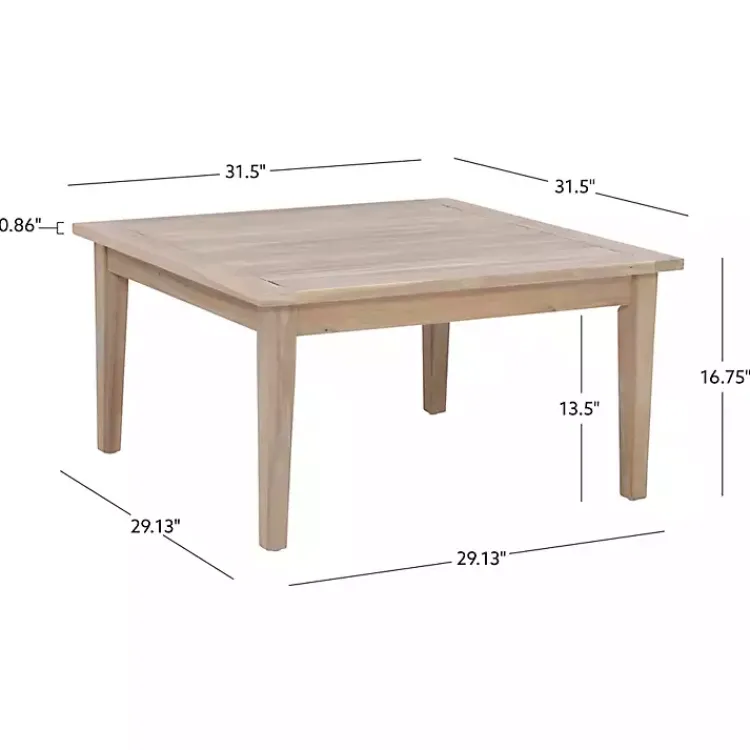 Kirklands Home Outdoor Tables|Square Natural Wood Slatted Outdoor Coffee Table Tan