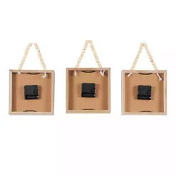 Kirklands Home Clocks|Square Wood Beaded Wall Clocks, Set of 3