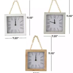 Kirklands Home Clocks|Square Wood Beaded Wall Clocks, Set of 3
