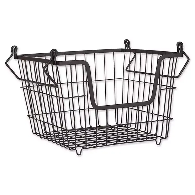 Kirklands Home Kitchen Storage|Stackable Wire Kitchen Basket, 8 in. Black