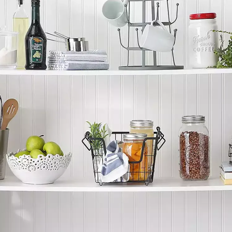 Kirklands Home Kitchen Storage|Stackable Wire Kitchen Basket, 8 in. Black