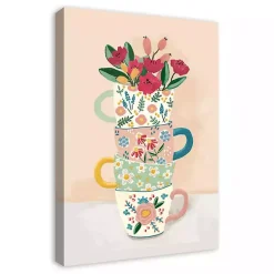 Kirklands Home Canvas Art|Stacked Floral Mugs Canvas Art Print